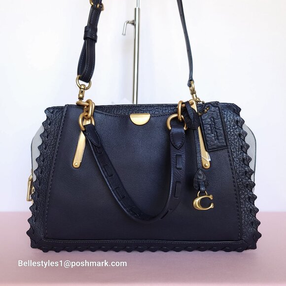 COACH Dreamer 27 Whipstitch Colorblocked Mixed Leather & Suede Satchel-Ink Mult⭐ - Picture 3 of 16